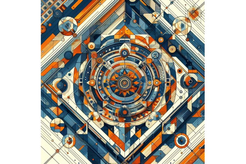 geometric-painting-in-blue-and-orange