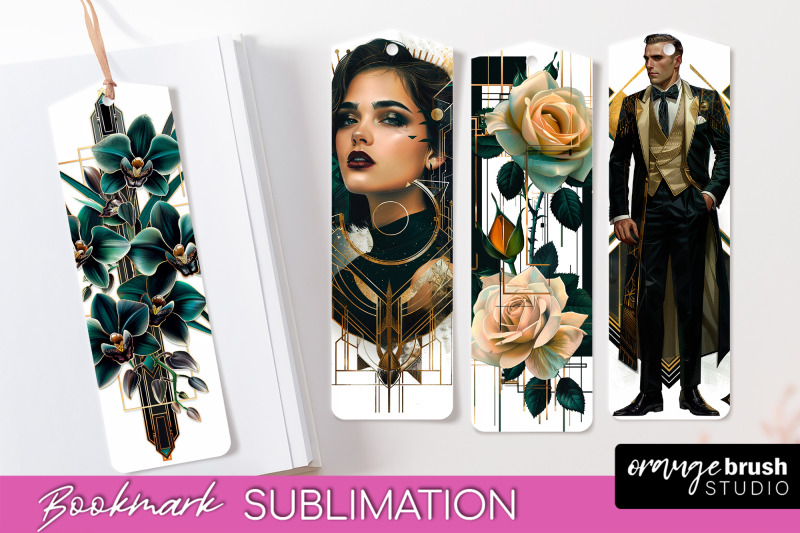 vintage-bookmark-sublimation-art-deco-style-bookmarks-png