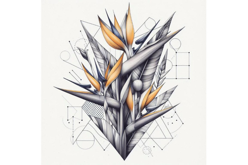 strelitzia-bouquet-hand-drawing