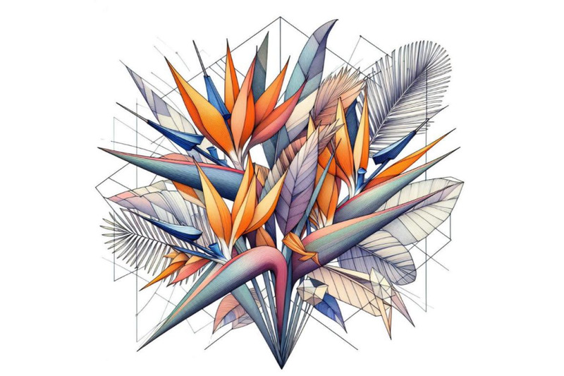 strelitzia-bouquet-hand-drawing