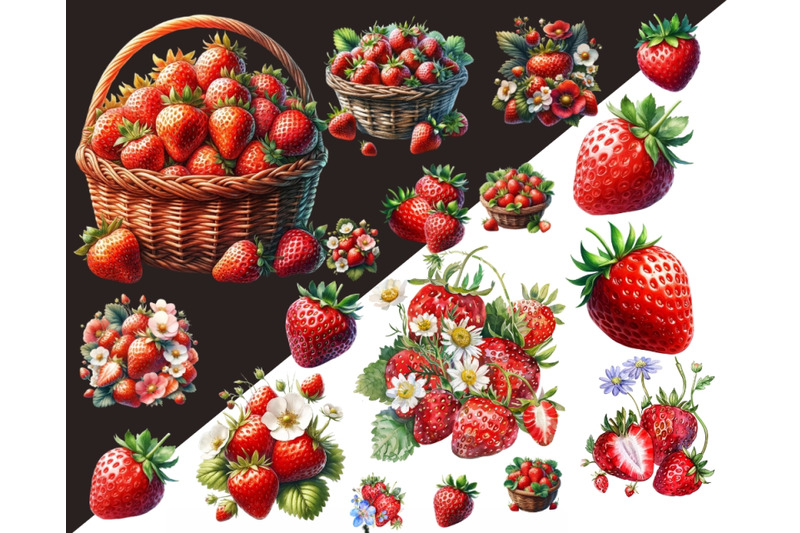 soft-girl-aesthetic-strawberry-clipart-digital-download