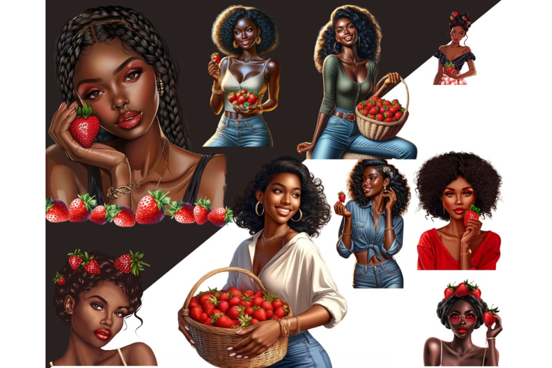 black-girl-amp-strawberry-clipart