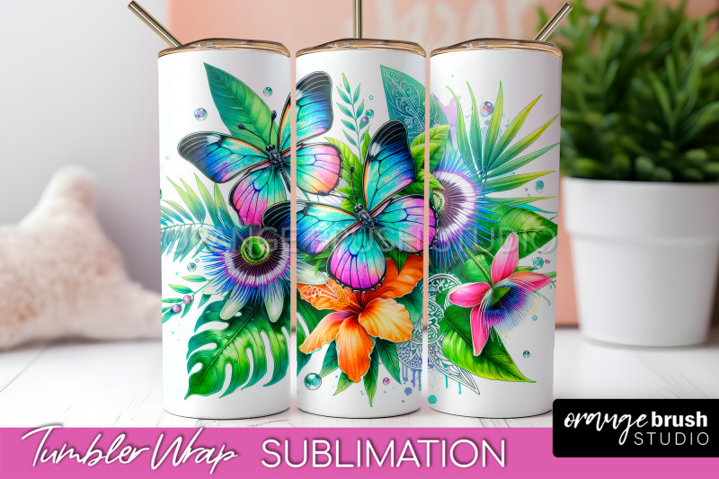 butterflies-and-flowers-tumbler-wrap-tropical-tumbler-png