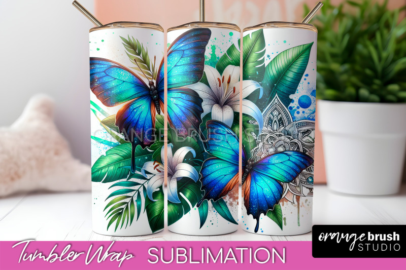 butterflies-and-flowers-tumbler-wrap-tropical-tumbler-png