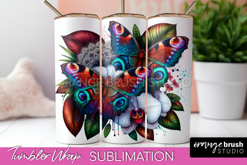 butterflies-and-flowers-tumbler-wrap-tropical-tumbler-png