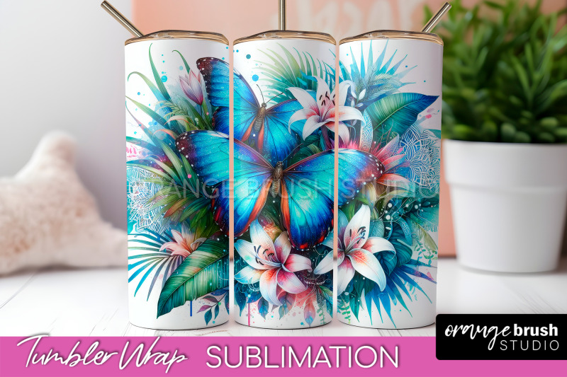 butterflies-and-flowers-tumbler-wrap-tropical-tumbler-png