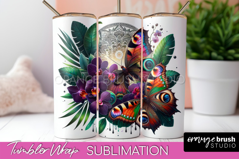 butterflies-and-flowers-tumbler-wrap-tropical-tumbler-png