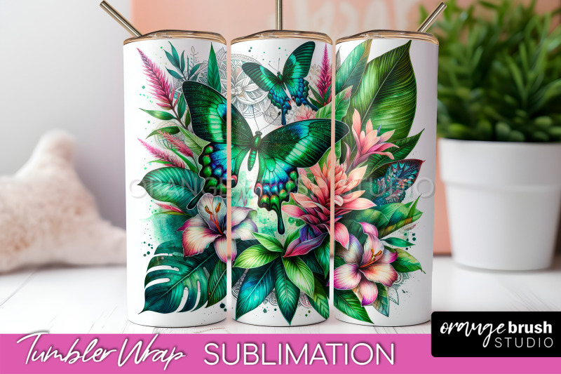 butterflies-and-flowers-tumbler-wrap-tropical-tumbler-png