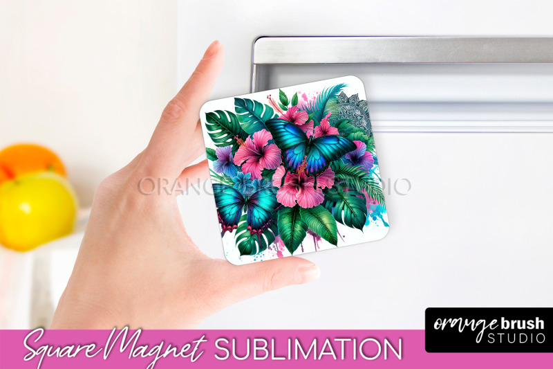 butterfly-magnet-sublimation-summer-flowers-magnet-design