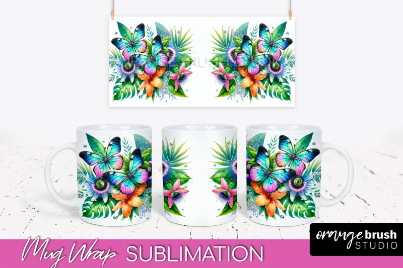 butterfly-mug-wrap-flowers-mug-sublimation-design