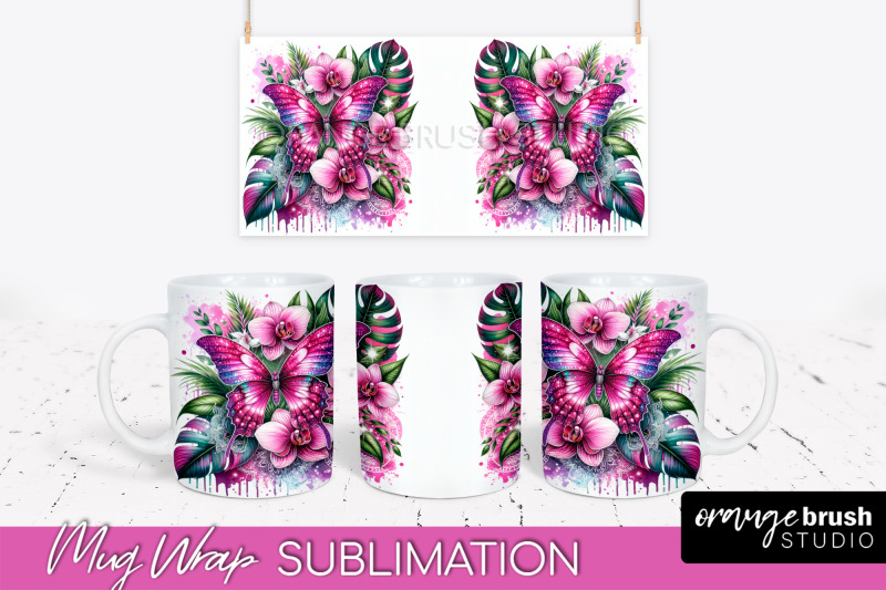 butterfly-mug-wrap-flowers-mug-sublimation-design