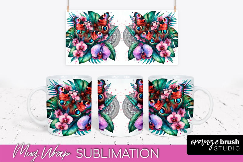 butterfly-mug-wrap-flowers-mug-sublimation-design