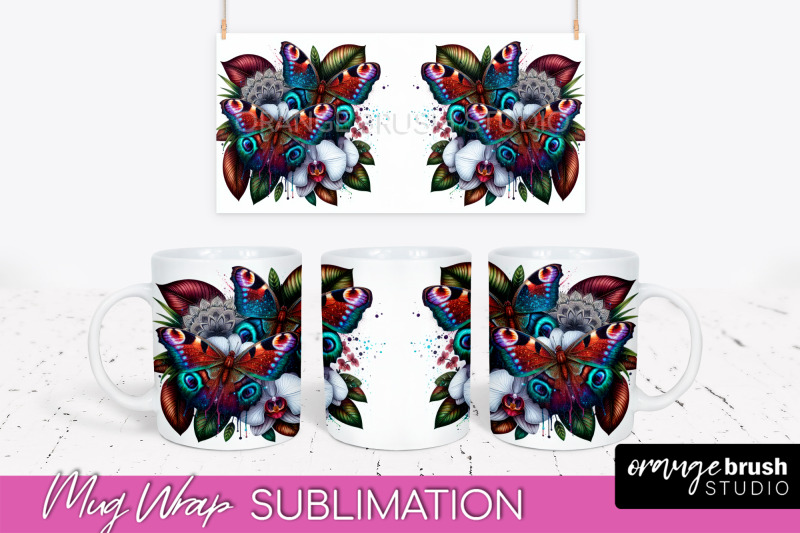 butterfly-mug-wrap-flowers-mug-sublimation-design