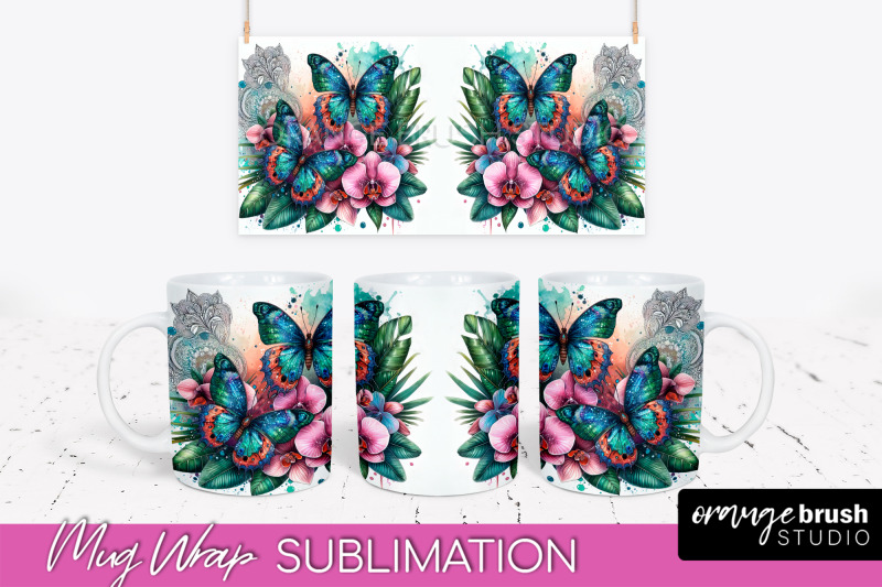 butterfly-mug-wrap-flowers-mug-sublimation-design