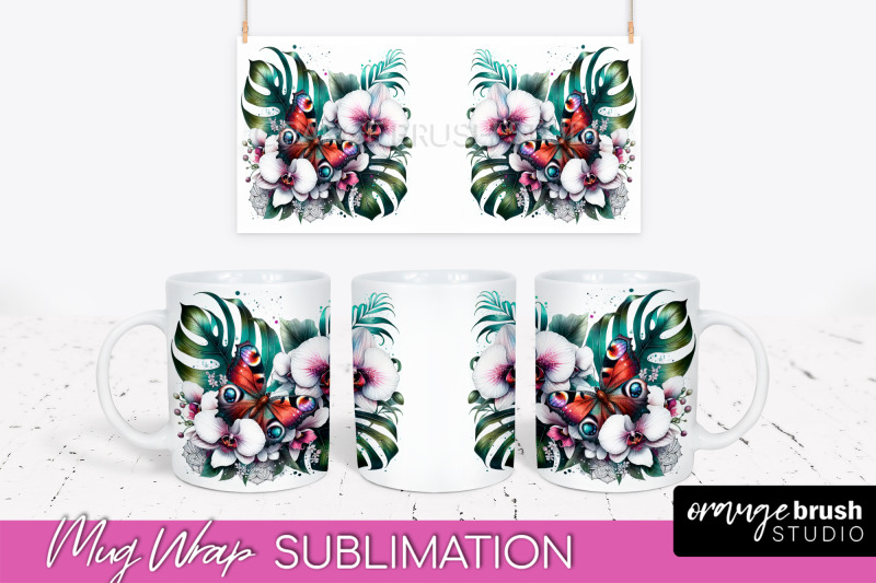 butterfly-mug-wrap-flowers-mug-sublimation-design