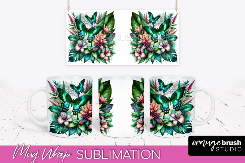 butterfly-mug-wrap-flowers-mug-sublimation-design