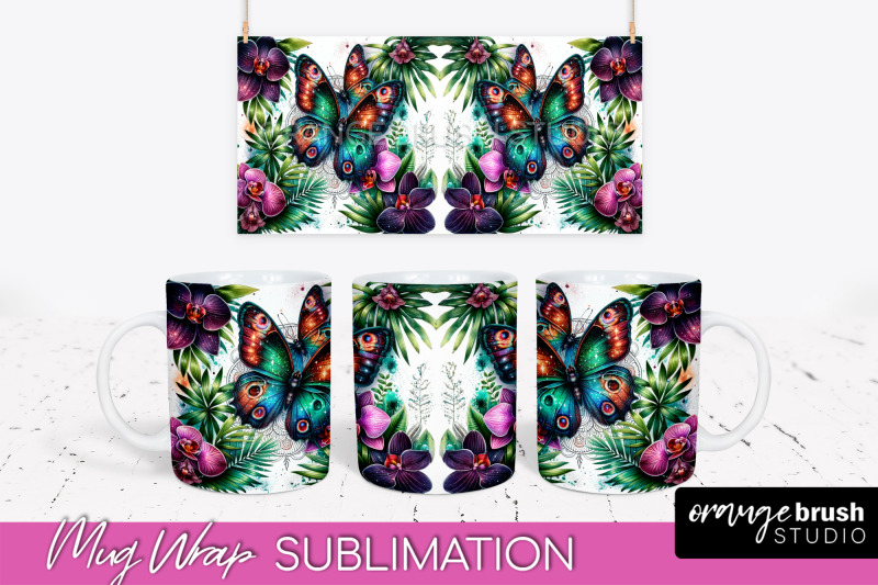 butterfly-mug-wrap-flowers-mug-sublimation-design