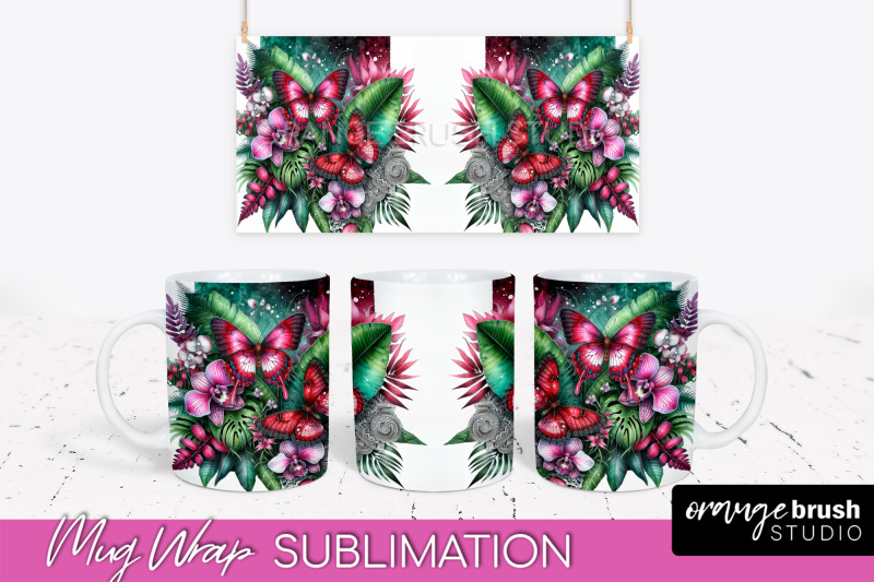 butterfly-mug-wrap-flowers-mug-sublimation-design