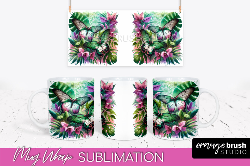 butterfly-mug-wrap-flowers-mug-sublimation-design