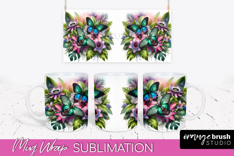 butterfly-mug-wrap-flowers-mug-sublimation-design