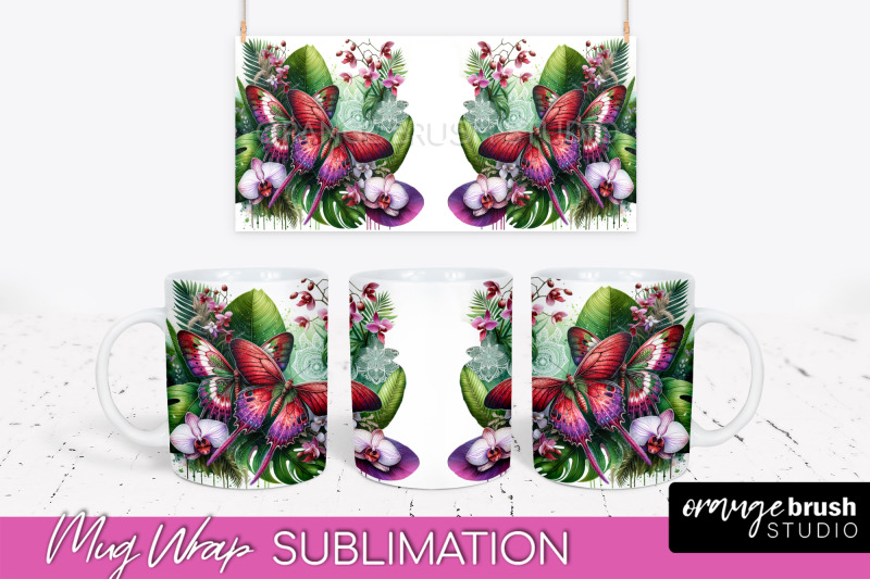 butterfly-mug-wrap-flowers-mug-sublimation-design