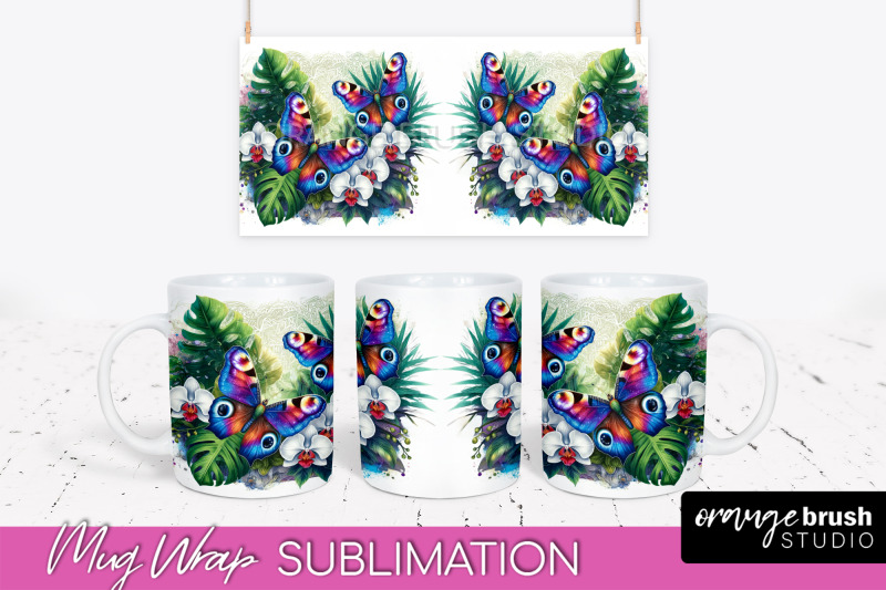 butterfly-mug-wrap-flowers-mug-sublimation-design