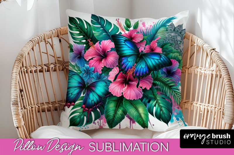 butterfly-pillow-cover-flowers-pillow-sublimation