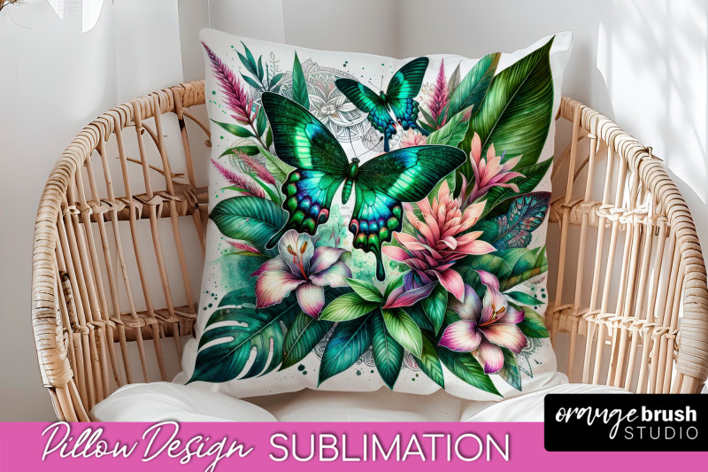 butterfly-pillow-cover-flowers-pillow-sublimation