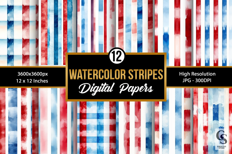 watercolor-red-blue-stripes-digital-papers