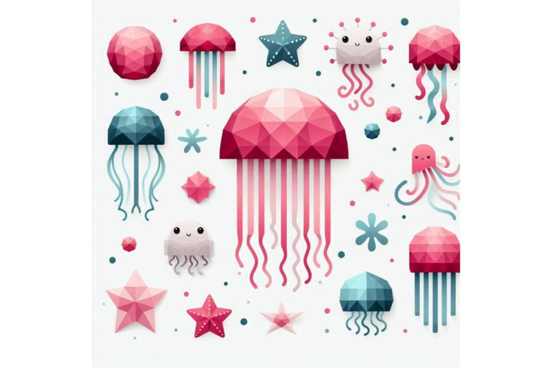 isolated-cute-jellyfish-paper-art-layer