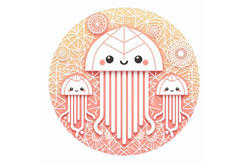 isolated-cute-jellyfish-paper-art-layer