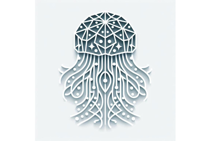 paper-cut-jellyfish-icon-isolated