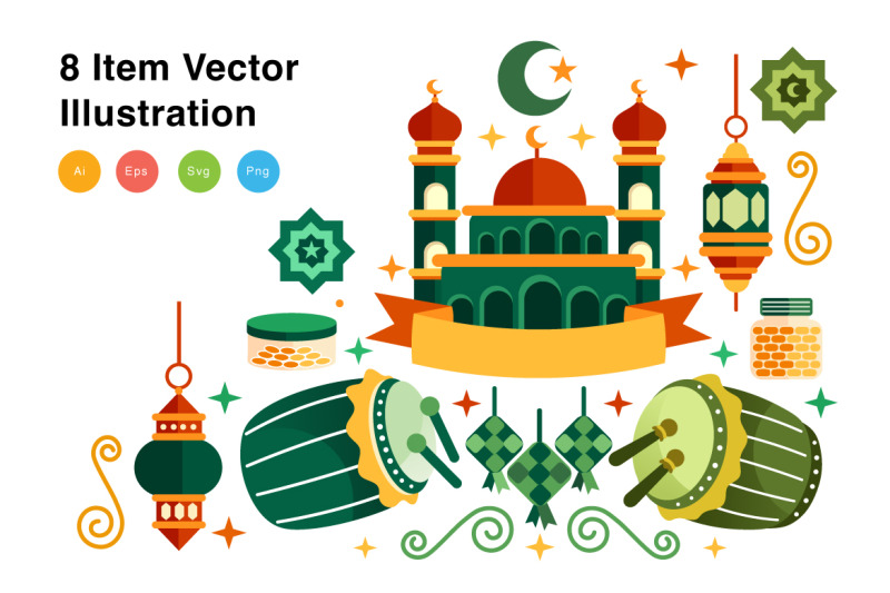 eid-mubarak-elements-vector-illustration