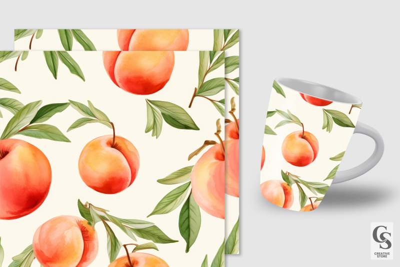 watercolor-peaches-seamless-patterns