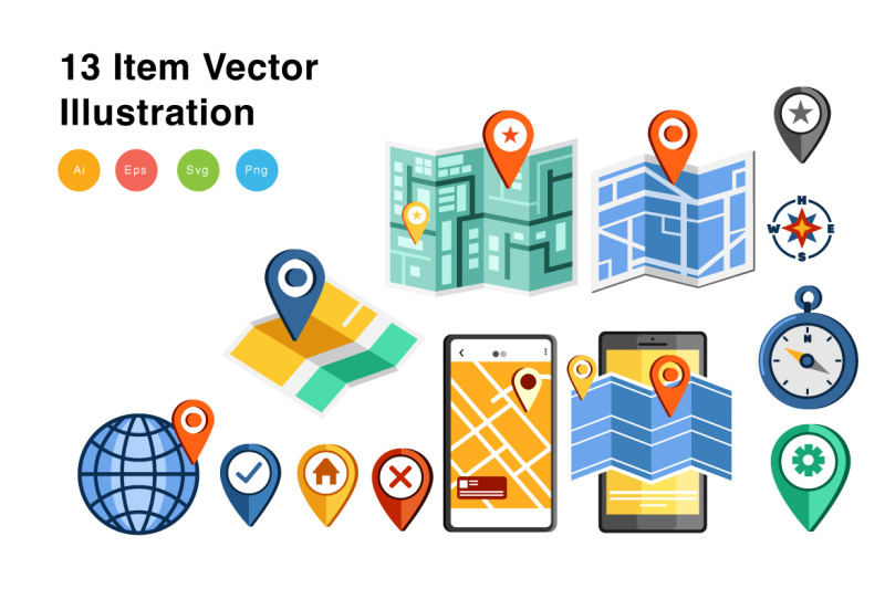 map-location-elements-vector-illustration