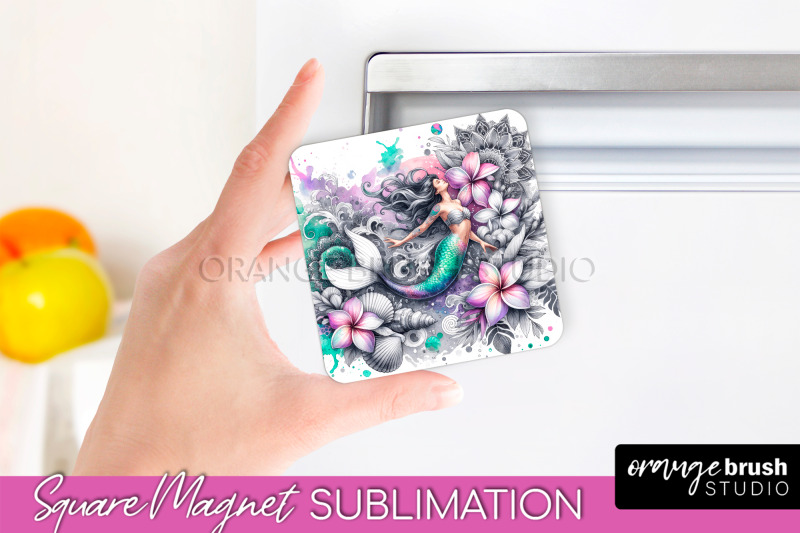 watercolor-mermaid-magnet-sublimation-summer-magnet-design