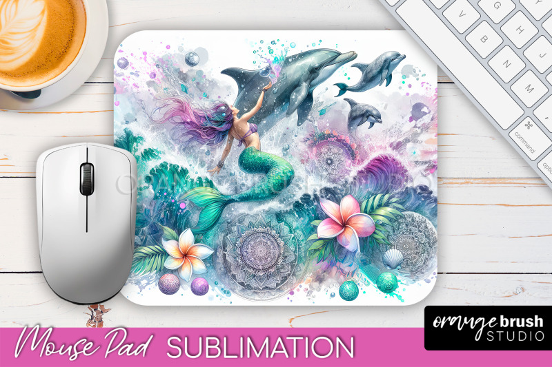 mermaid-mouse-pad-watercolor-mermaid-sublimation-mousepad