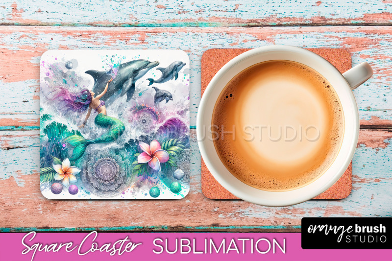 watercolor-mermaid-square-coaster-sublimation-design