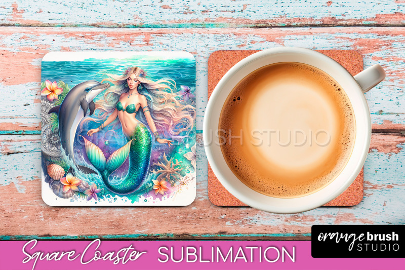 watercolor-mermaid-square-coaster-sublimation-design