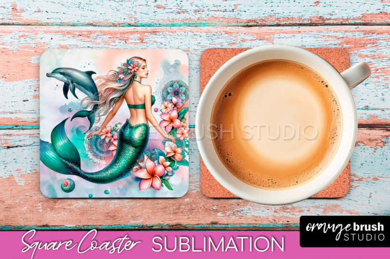 watercolor-mermaid-square-coaster-sublimation-design