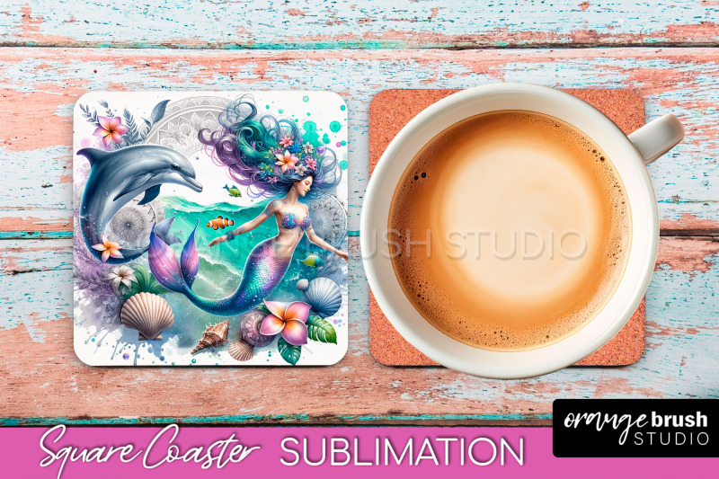 watercolor-mermaid-square-coaster-sublimation-design