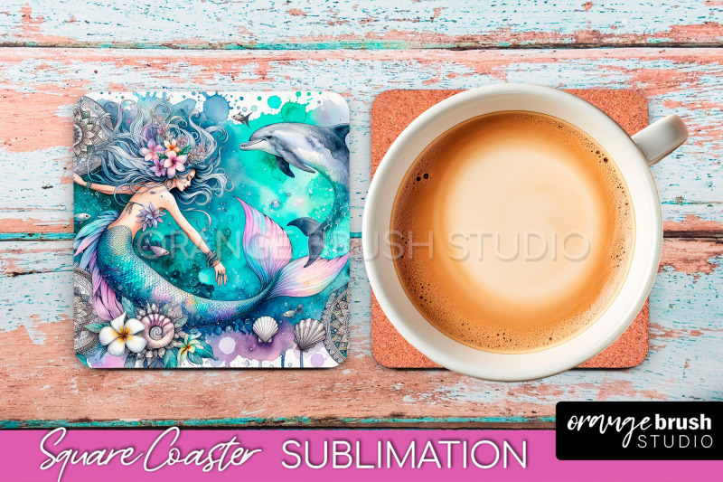 watercolor-mermaid-square-coaster-sublimation-design