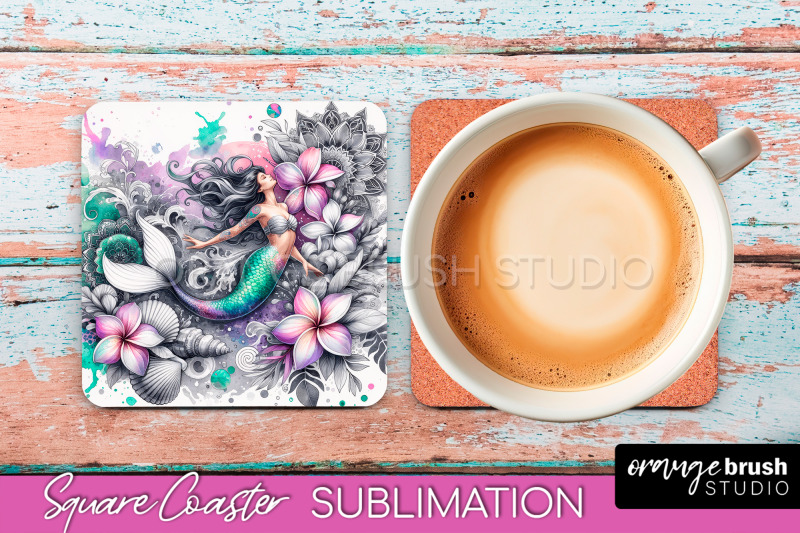 watercolor-mermaid-square-coaster-sublimation-design