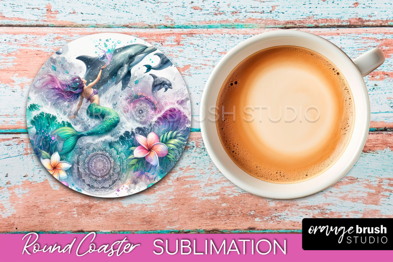 watercolor-mermaid-coaster-sublimation-round-car-coaster