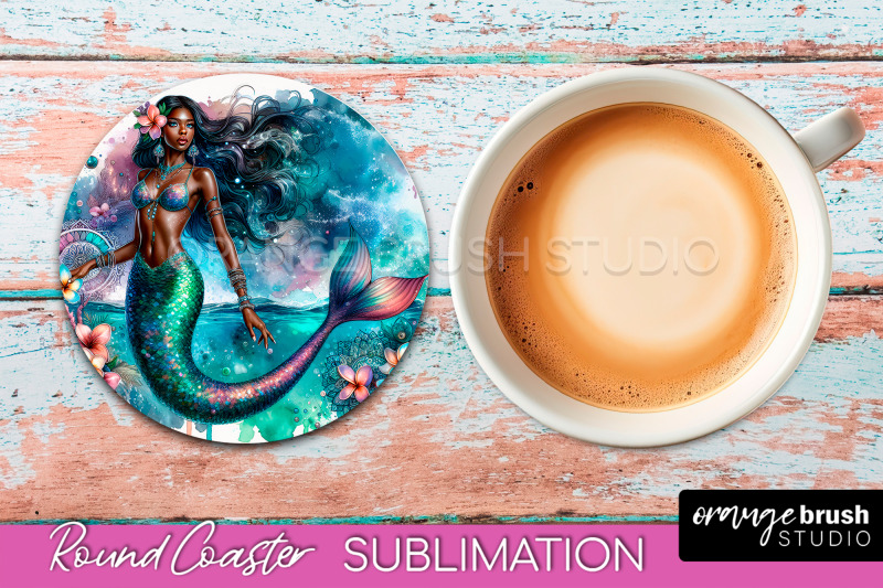 watercolor-mermaid-coaster-sublimation-round-car-coaster