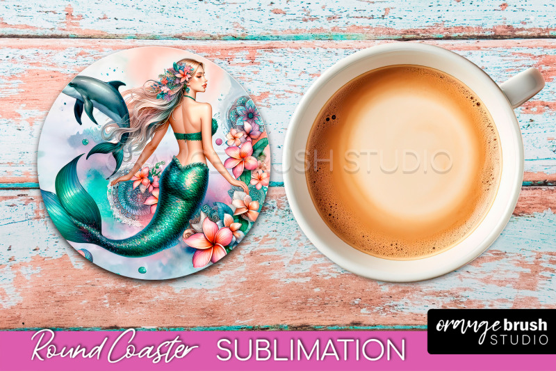 watercolor-mermaid-coaster-sublimation-round-car-coaster