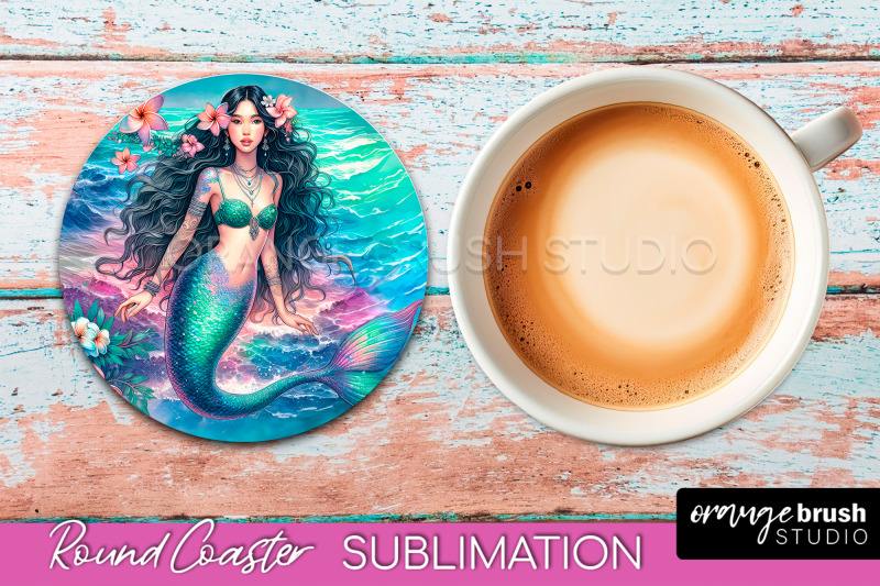 watercolor-mermaid-coaster-sublimation-round-car-coaster