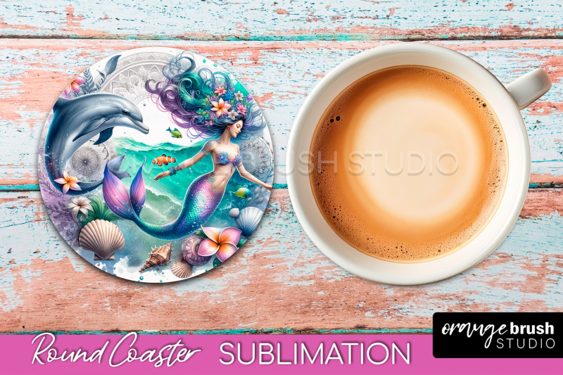 watercolor-mermaid-coaster-sublimation-round-car-coaster