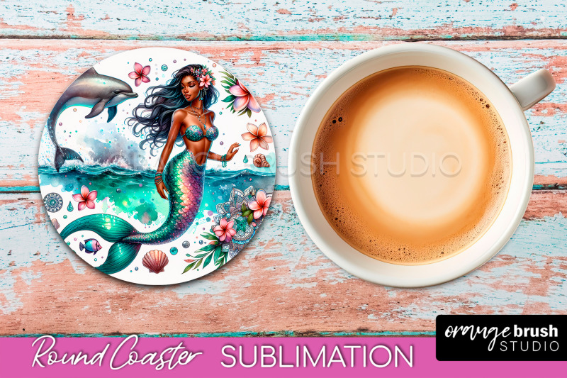 watercolor-mermaid-coaster-sublimation-round-car-coaster