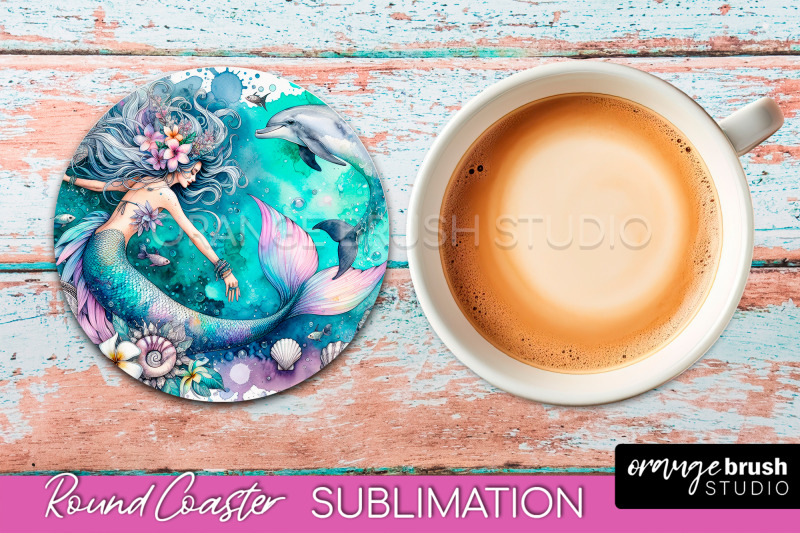 watercolor-mermaid-coaster-sublimation-round-car-coaster